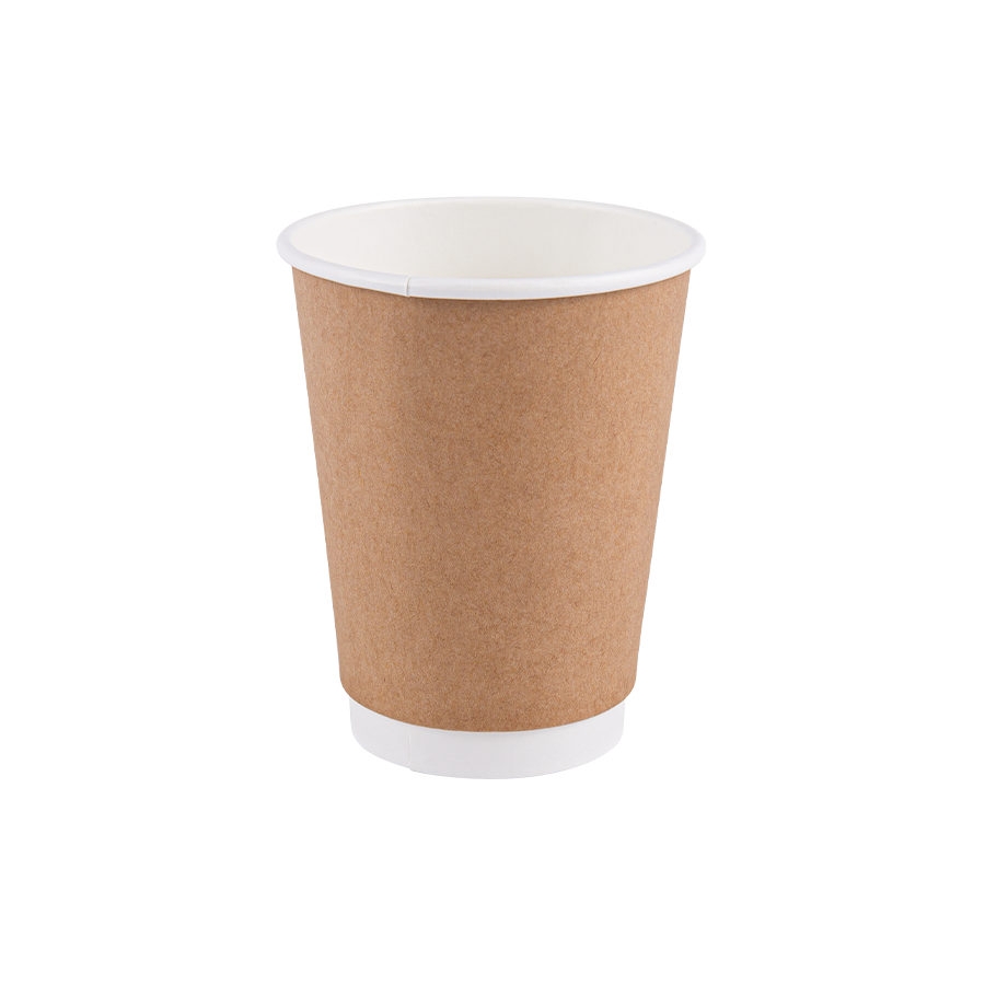 8 oz vaso de papel kraft de doble pared con recubrimiento sin plástico, compostable en casa, y aislamiento térmico