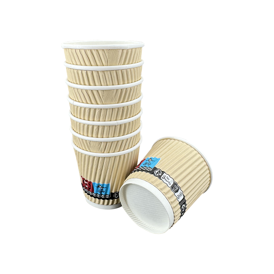 Vasos de papel aislados disponibles del café de la pared de la ondulación 4oz