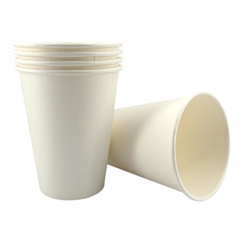 Vasos de papel desechables de papel blanqueado de calidad alimentaria, blancos, para bebidas calientes, 12oz