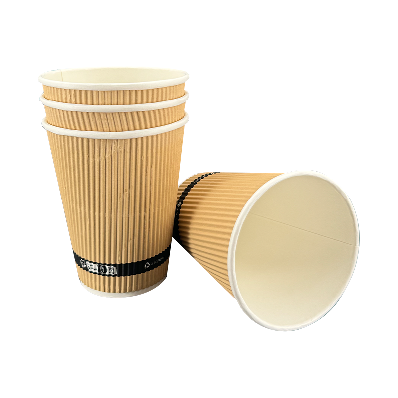 Vasos de papel desechables con aislamiento de doble pared corrugado de 12 oz