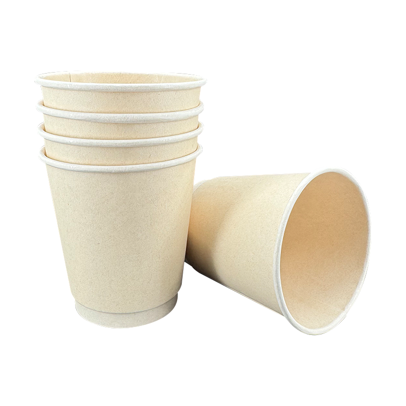 Vasos de papel desechables de color marrón claro de 10 oz para bebidas calientes (hechos de pulpa virgen)