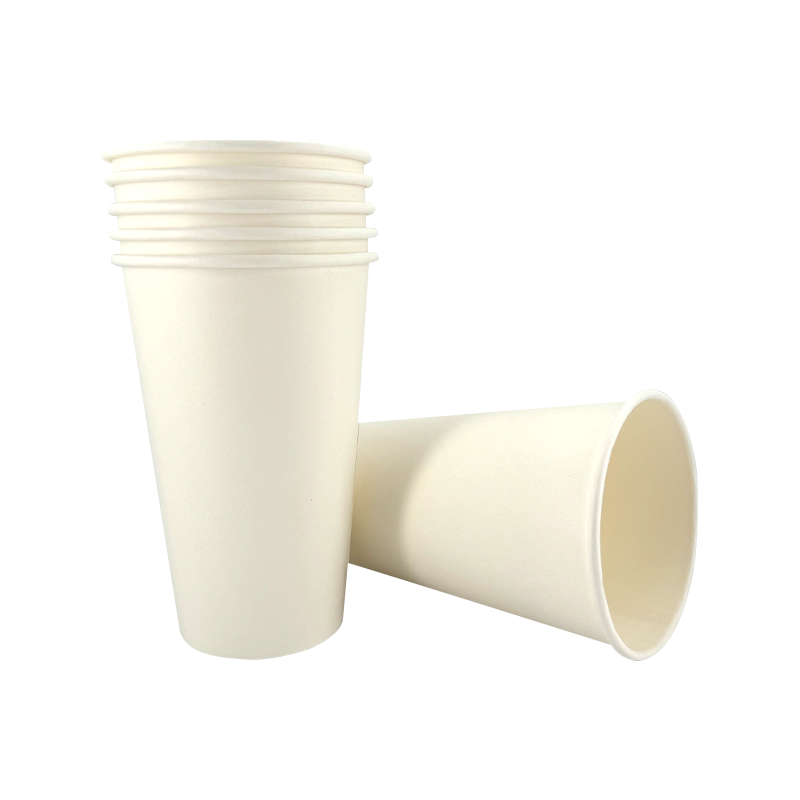 Vasos de papel desechables de papel blanqueado de calidad alimentaria, blancos, para bebidas calientes, 16oz